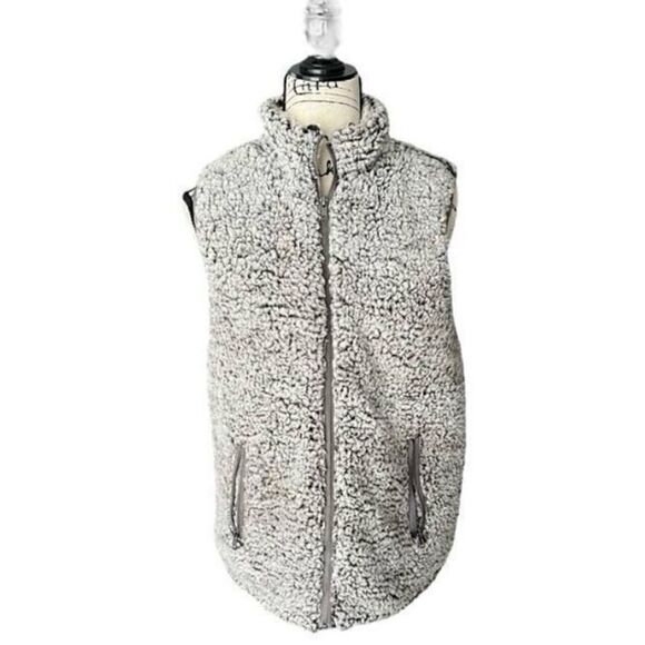 Blue Rain Women’s Gray Sherpa Zip-up Vest Size Medium - Picture 1 of 8